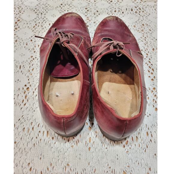 Vintage 1950's Men's Red Genuine Leather Goodyear Oxford Shoes Size 5.5 - Picture 4 of 11